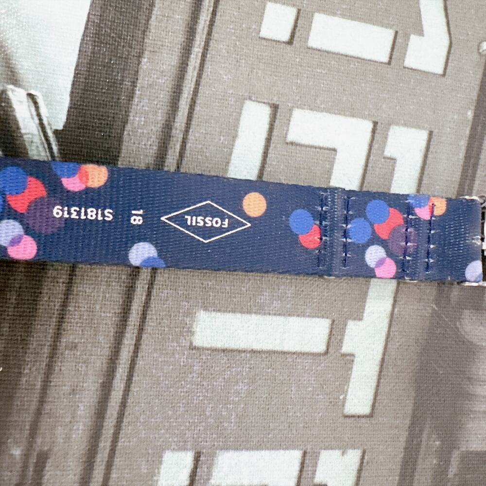 Fossil S181319 18mm Polka‑Dot Fabric Watch Strap Navy Multi‑Color Q NWT